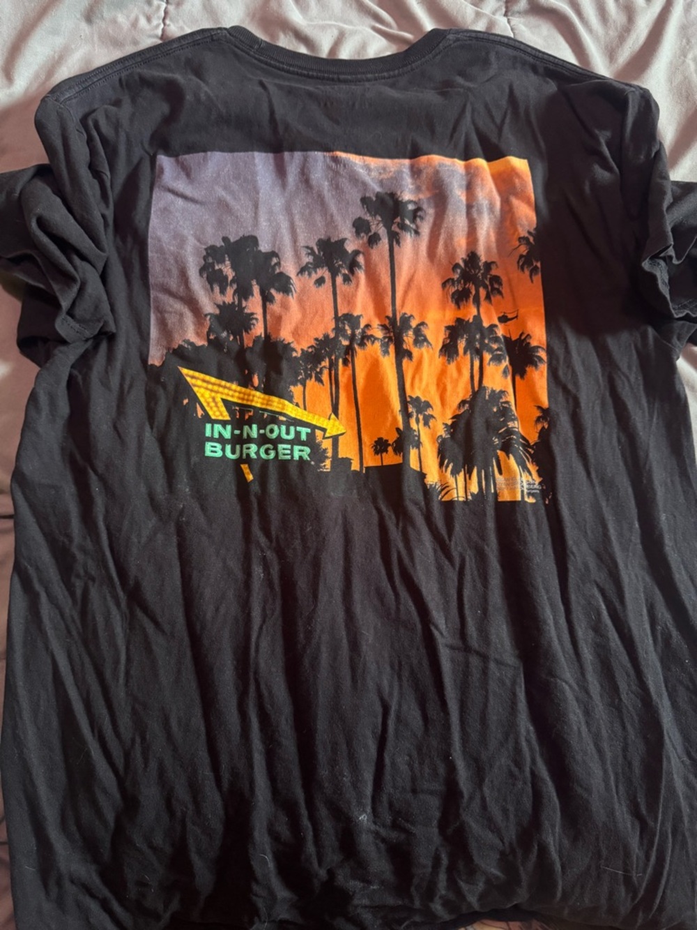In-N-Out Burger Texas Black Tee with Sunset Palm Graphic